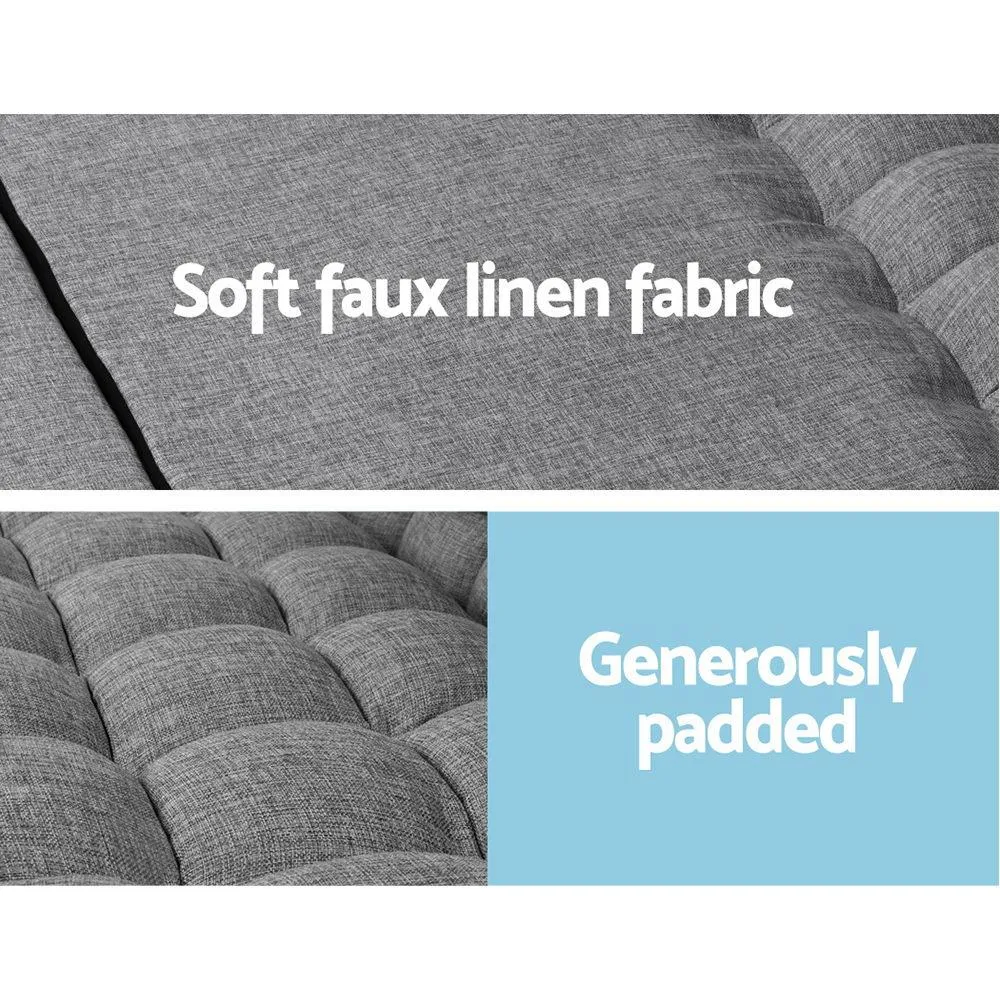 Portable 2-seater Floor Folding Sofa Bed (Grey)