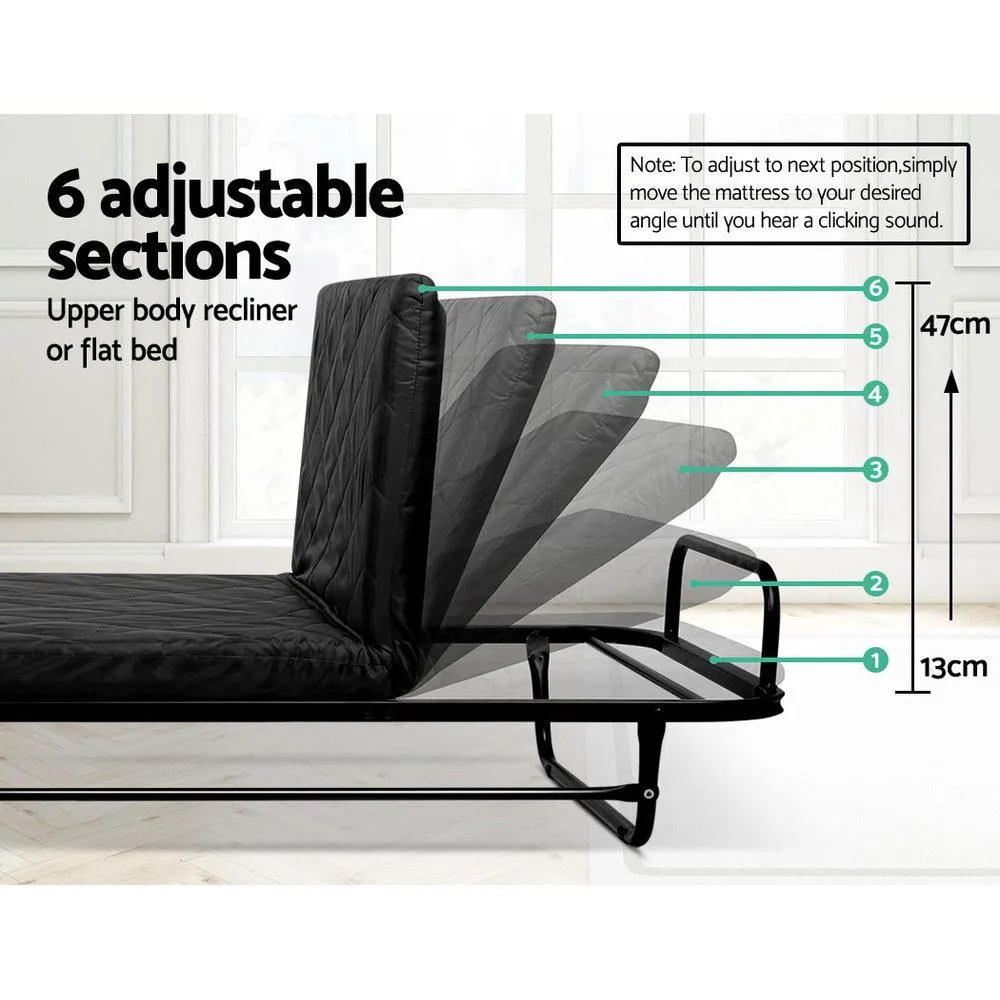 Rollaway Foldable Single Bed Black
