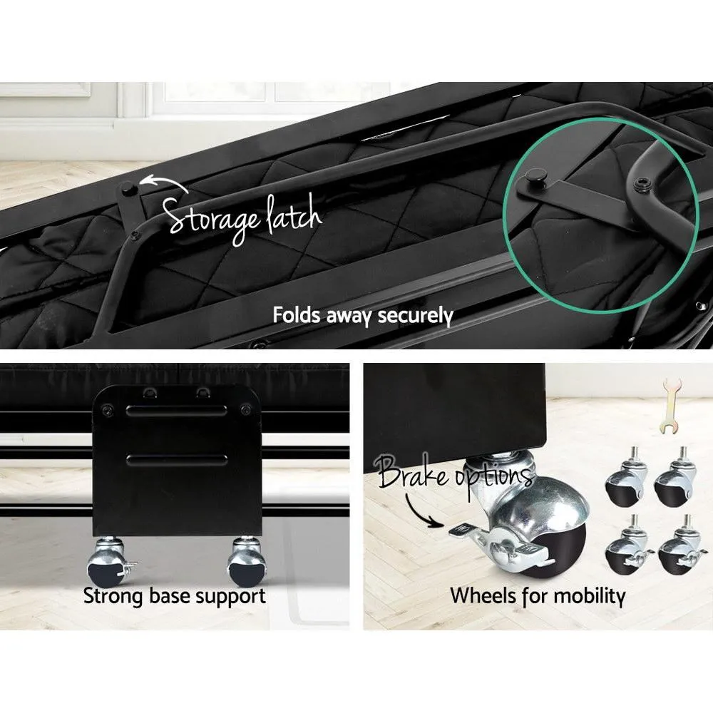 Rollaway Foldable Single Bed Black