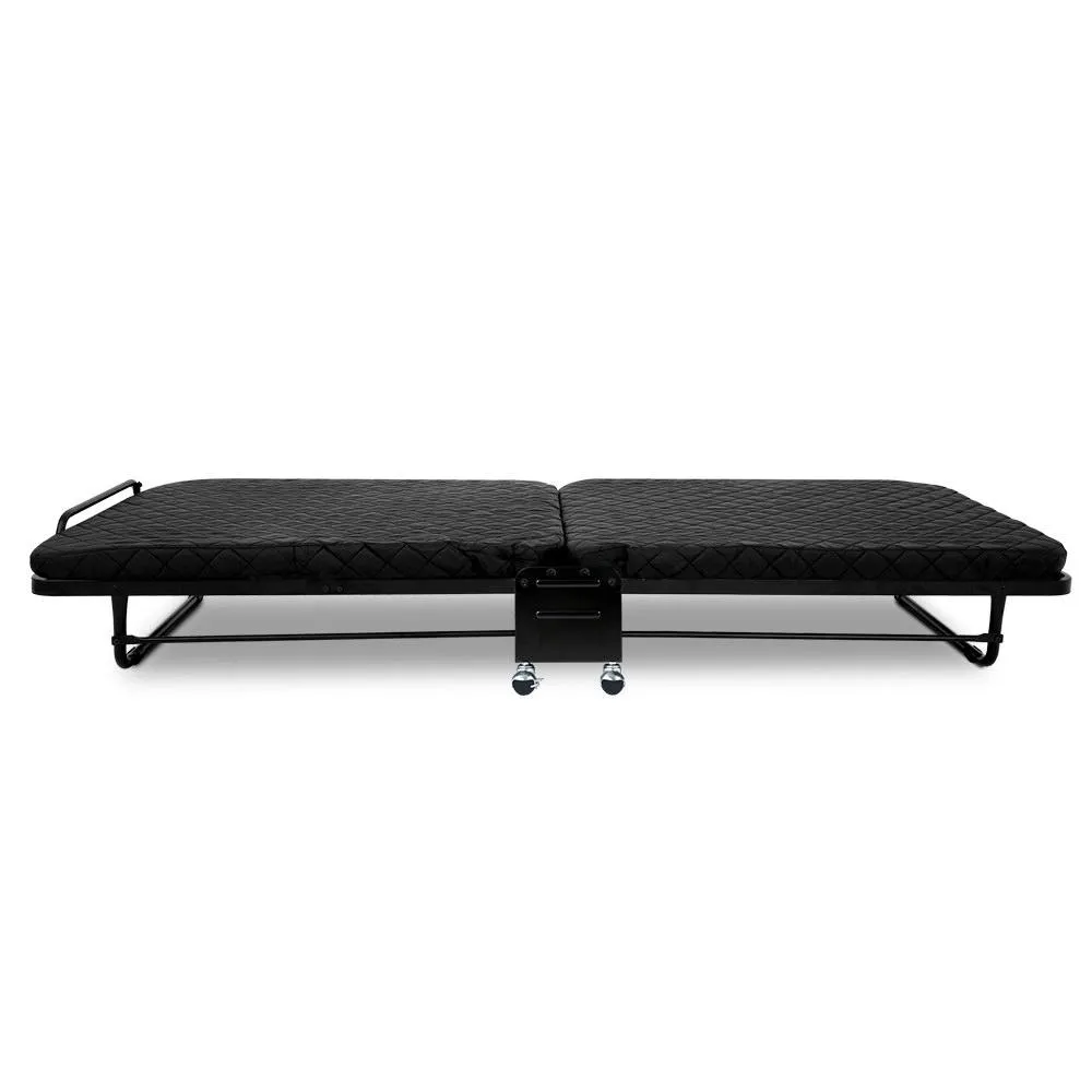 Rollaway Foldable Single Bed Black