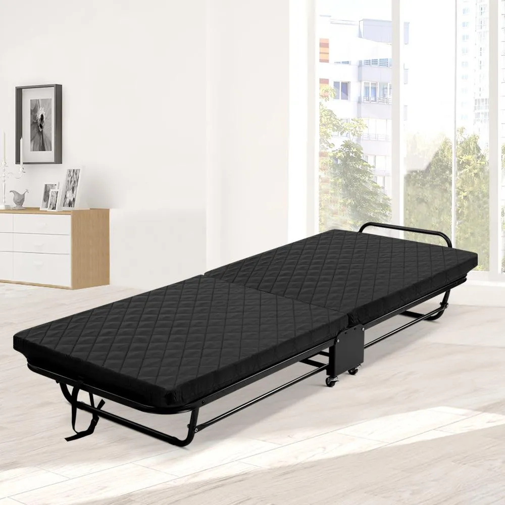 Rollaway Foldable Single Bed Black