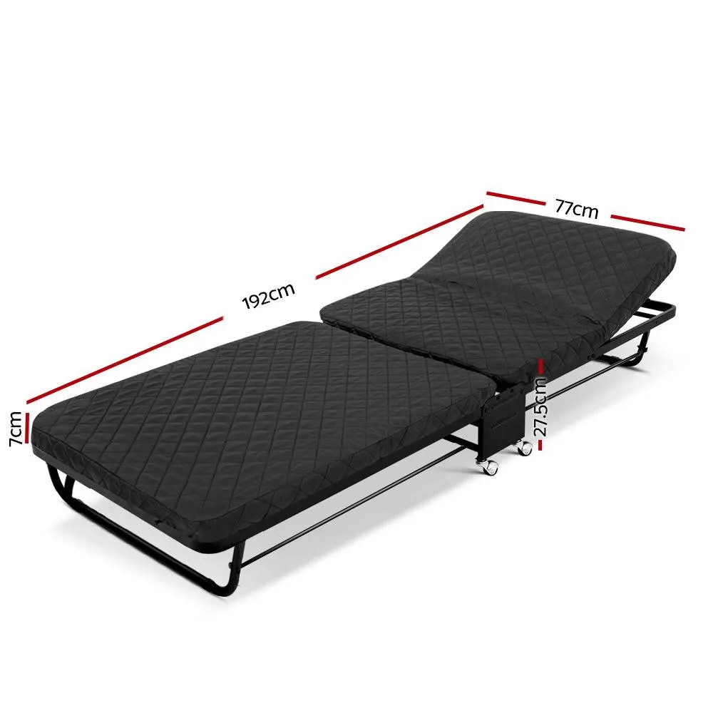 Rollaway Foldable Single Bed Black