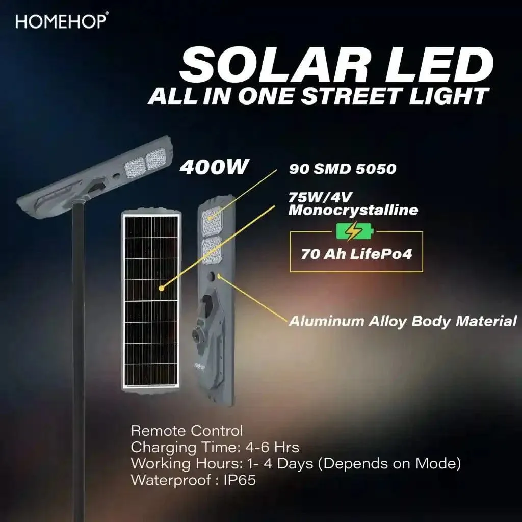 Solar Street Lantern Waterproof 400W Led Automatic Sensor Night Light For Home, Garden and Outdoor