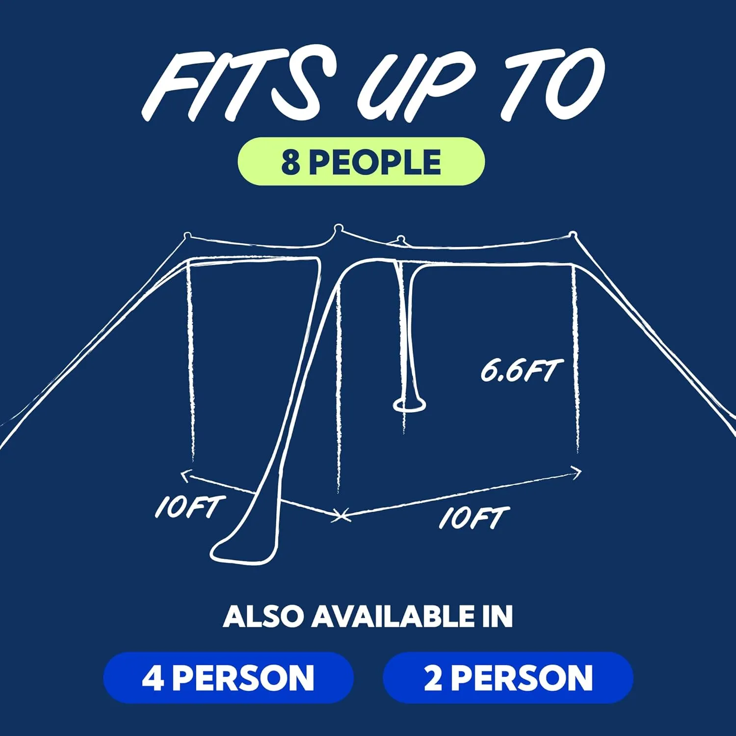 SUN NINJA Beach Tent Sun Shelter, UPF50  Protection, Easy Pop Up Beach Shade Canopy for Camping, Fishing, Backyard Fun, Lightweight & Portable, Fits Up to 8 People, 10x10 FT 4 Pole, Navy