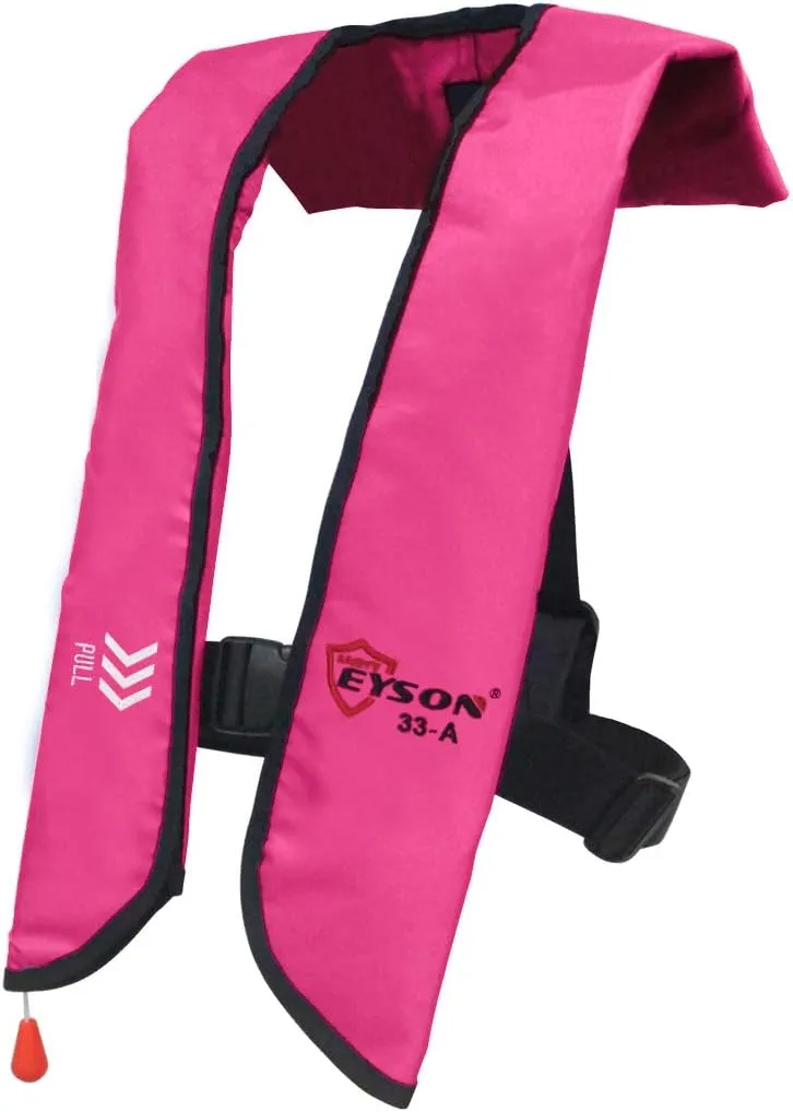 Top Safety Adult Life Jacket with Whistle - Manual Version Inflatable Lifejacket Life Vest Preserver PFD for Boating Fishing Sailing Kayaking Surfing Paddling Swimming - Adjustable Life Saving Vest