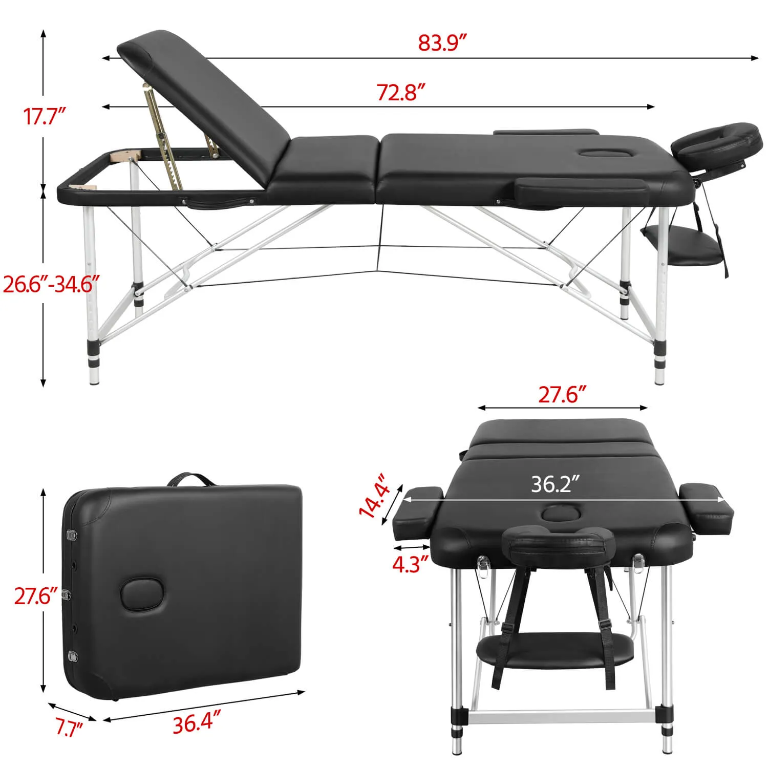 Yaheetech 28“ Adjustable Massage Bed